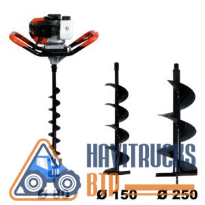 Tarière thermique + lot de 3 mèches 52 cm3, 3 CV (80, 150 et 250 mm)