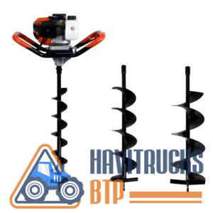 Tarière thermique 52 cm3, 3 CV + lot de 3 mèches 100, 150 et 200 mm